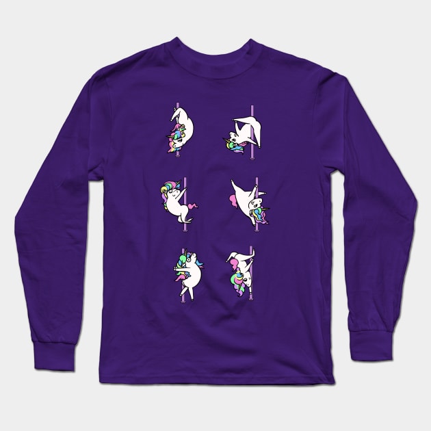 Unicorn Pole Dancing Club Long Sleeve T-Shirt by huebucket